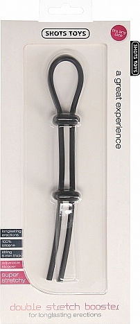 Shots Double Stretch Booster Δαχτυλίδι Πέους Σιλικόνης Μαύρο SHT409BLK