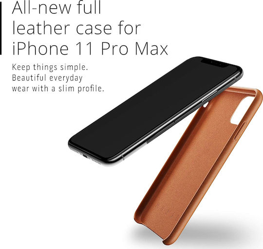 Mujjo Back Cover Δερμάτινο 1mm Καφέ (iPhone 11 Pro Max)