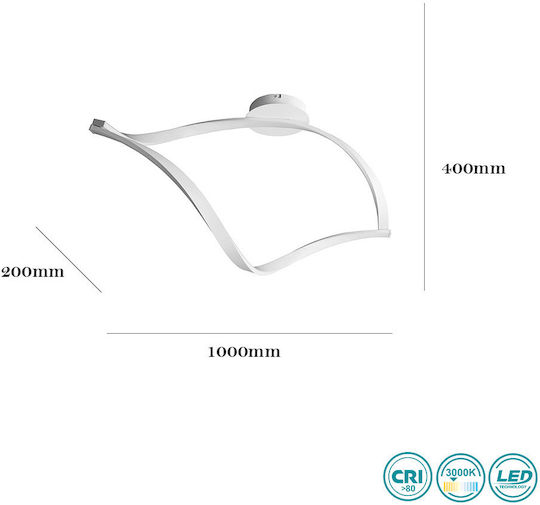 Ondaluce Nodo Deckenleuchte 100cm Weiß mit Integrierter LED