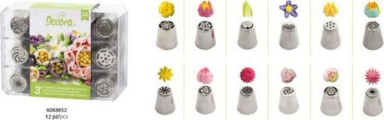Decora 3D Flori Nr.3 Nas Pentru Pungi De Patiserie Metalic 3cm 12 Bucăți 0263652