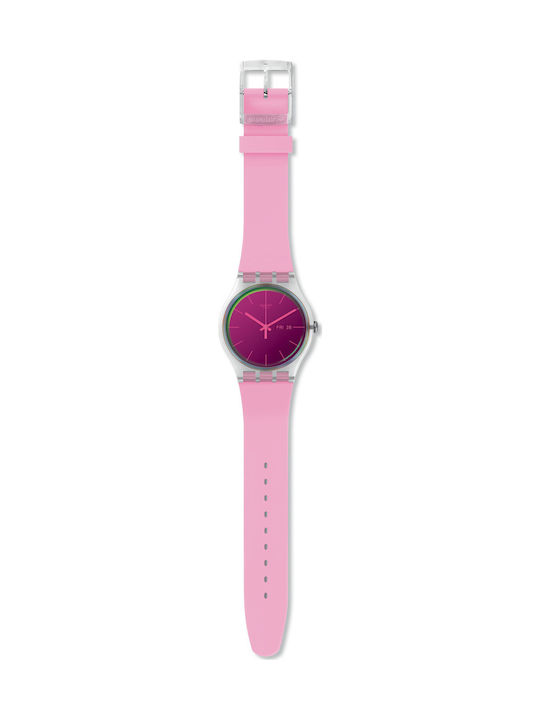 Swatch Polarose Uhr mit Rosa Kautschukarmband