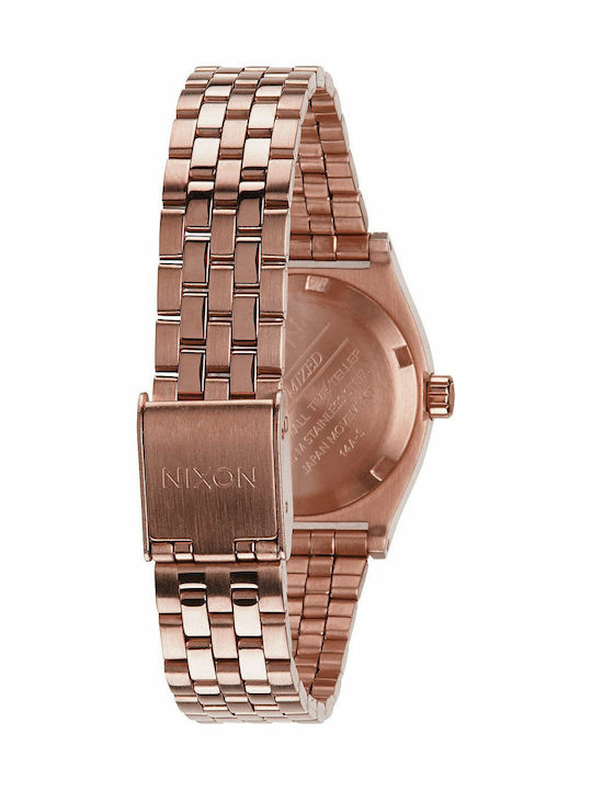 Nixon Γυναικείο Ρολόι 26mm Μπαταρίας με Ροζ Χρυσό Μεταλλικό Μπρασελέ