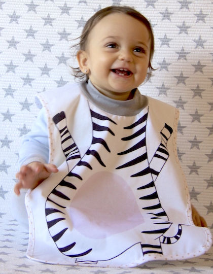 Little Champions Ποδιά Υφασμάτινη με Ενιαίο Λαιμό Bib Big Ζέβρα για 12 m+