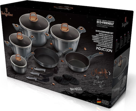 Berlinger Haus Moonlight Collection Kochgeschirr-Set aus Aluminium Grau mit Antihaftbeschichtung 6-tlg