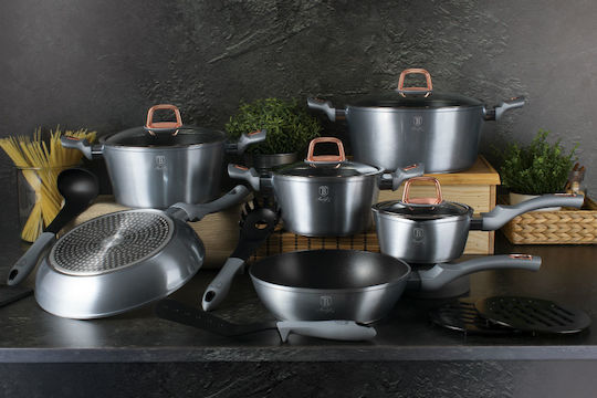 Berlinger Haus Moonlight Collection Kochgeschirr-Set aus Aluminium Grau mit Antihaftbeschichtung 6-tlg