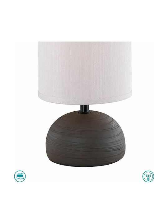 Trio Lighting Luci Κεραμικό Πορτατίφ για Ντουί E14 με Λευκό Καπέλο και Καφέ Βάση
