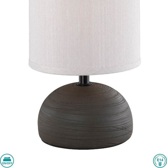 Trio Lighting Luci Κεραμικό Πορτατίφ για Ντουί E14 με Λευκό Καπέλο και Καφέ Βάση