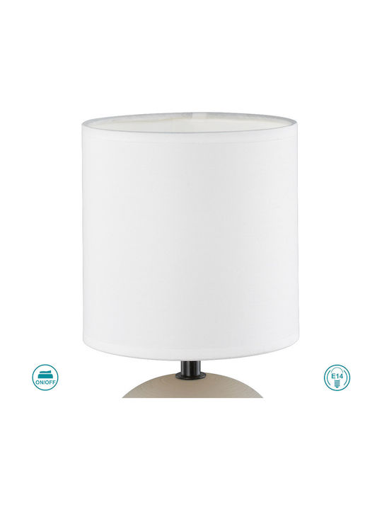 Trio Lighting Luci Ceramic Table Lamp for Socket E14 with White Shade and Gray Base