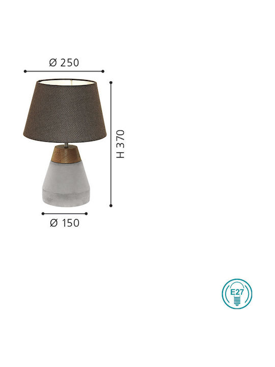 Eglo Concrete Table Lamp for Socket E27 with Gray Shade and Base