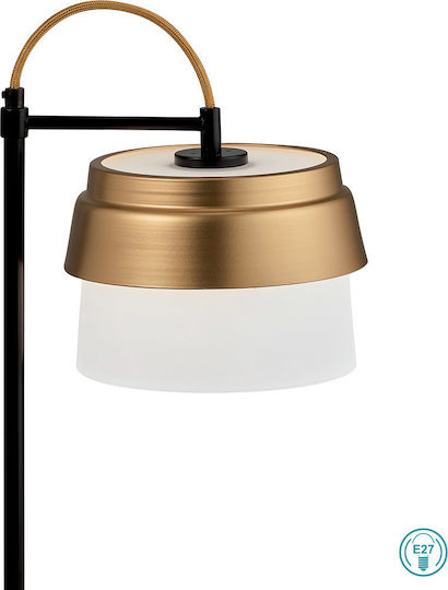 Viokef Morgan Metal Lampă de masă pentru Soclu E27 cu Abajur Auriu și Bază Negru