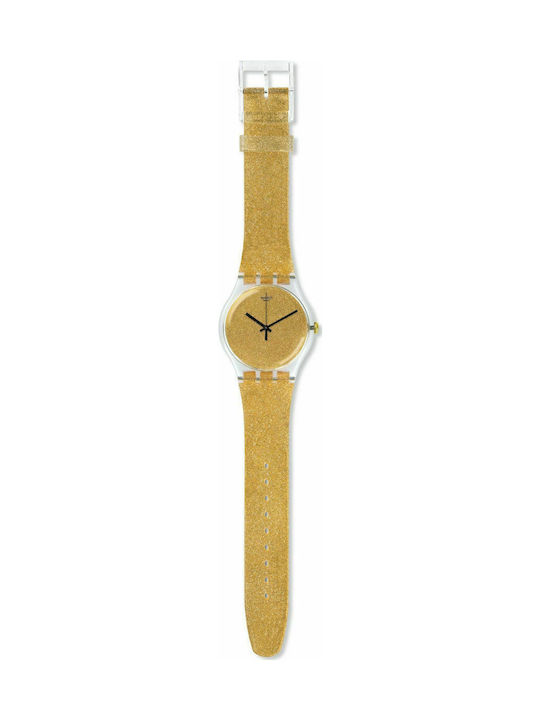 Swatch Nuit Doree Uhr mit Gold Kautschukarmband