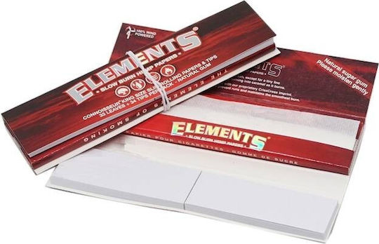 Elements Red Connoisseur Cigarette Rolling Papers Slim King Size with Cone Tips 33 sheets 24pcs