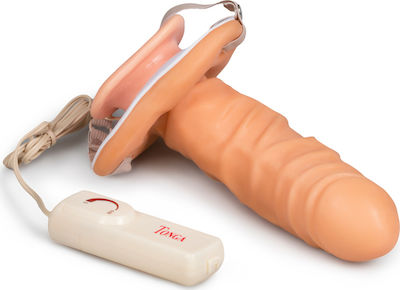 Seven Creations Strap-on Vibrating Hollow Extender 20cm Flesh