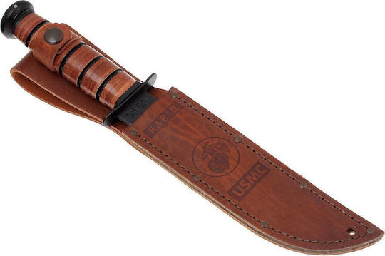 Ka-Bar Full-size USMC Straight Edge Μαχαίρι Πορτοκαλί σε Δερμάτινη Θήκη