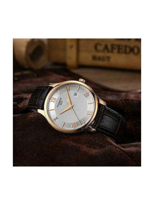Tissot Tradition Часовник Батерия с Кафяв Кожено Каишка