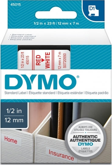 Dymo 45015 Label Maker Tape 7m x 12mm In White Colour Compatible With Dymo D1