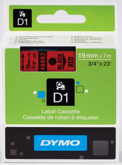 Dymo Label Maker Tape 7m x 19mm in Red Colour Compatible with Dymo D1