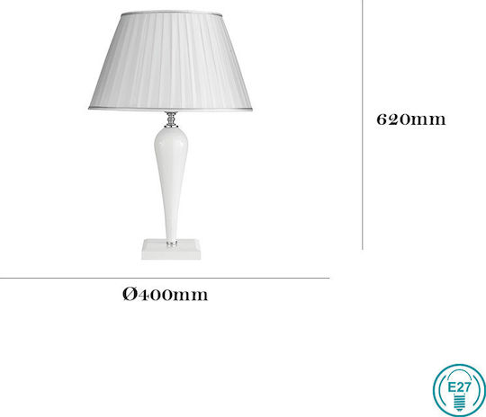 Ondaluce Ravel Glass Table Lamp for Socket E27 with White Shade and Base