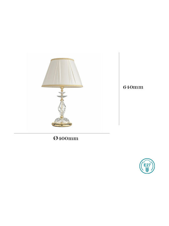 Ondaluce Crystal Table Lamp for Socket E27 with White Shade and Transparent Base