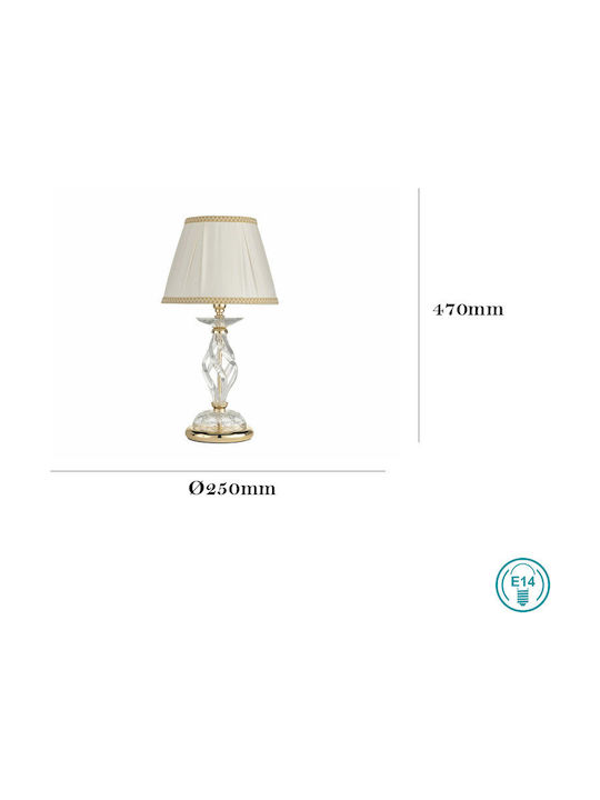 Ondaluce Crystal Table Lamp for Socket E14 with White Shade and Transparent Base