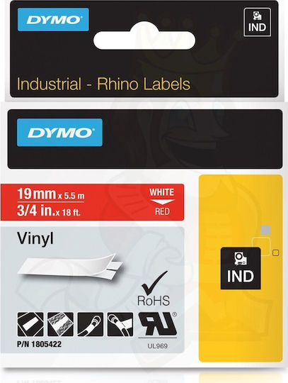 Dymo Label Maker Tape 5.5m x 19mm in Red Colour Compatible Series with Dymo D1 Dymo Rhino/IND