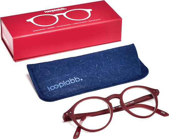 Looplabb Faust LL02C Reading Glasses +3.50 in Burgundy color