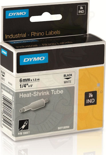 Dymo Label Maker Tape 1.5m x 6mm in White Colour Compatible with Dymo Rhino/IND