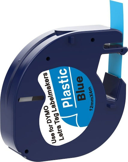 Dymo 91205 Bandă Pentru Etichetări 4m x 12mm În Culoare Albastră Serie Compatibilă Cu Dymo LetraTag/LT Casio XR(EZ-Label)