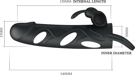 Pretty Love Double Vibrating Penis Sleeve Ball Strap Black