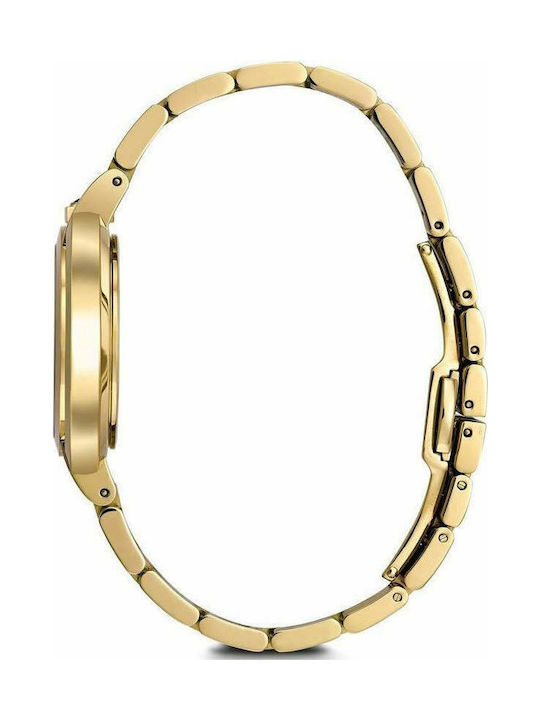 Bulova Curved Diamond Ρολόι με Μεταλλικό Μπρασελέ σε Χρυσό χρώμα