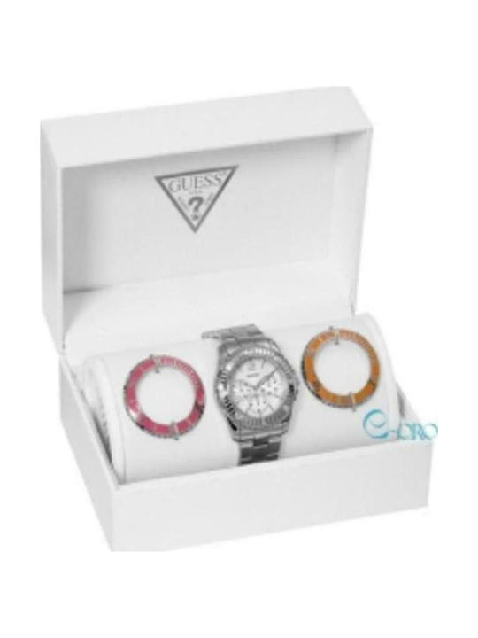 Guess Uhr Chronograph mit Silber Metallarmband