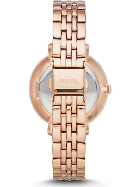 Fossil Jacqueline Crystals Womens Watch 36mm Battery with Pink Gold Stainless Steel Bracelet