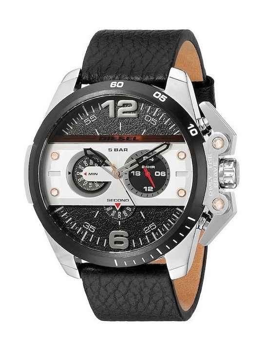 Diesel Ironside Men's Watch 48mm Chronograph Battery with Black Leather Strap