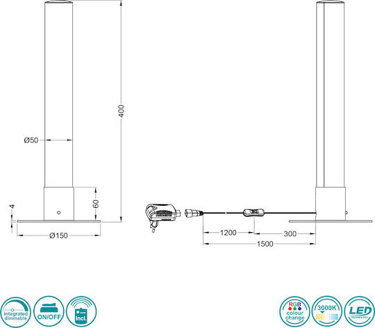 Trio Lighting Декоративно Осветително Тяло Leia LED RGBW Бар 15см