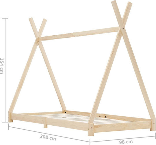 Παιδικό Κρεβάτι Montessori Μονό Καφέ για Στρώμα 90x200cm