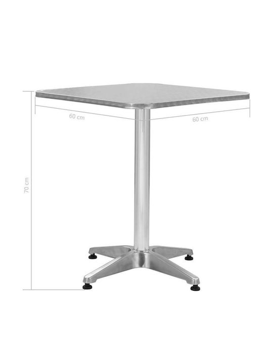 Garden Table for Small Outdoor Spaces Aluminum Silver 60x60x70cm