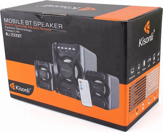Kisonli U-2500BT 2.1 Wireless Speakers with Bluetooth 11W Black