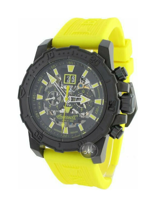 Ingersoll Automatic Chronograph Watch with Rubber Strap Yellow