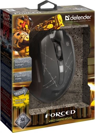 Defender Forced Mouse GM-020L RGB Gaming Ποντίκι 3200 DPI Μαύρο