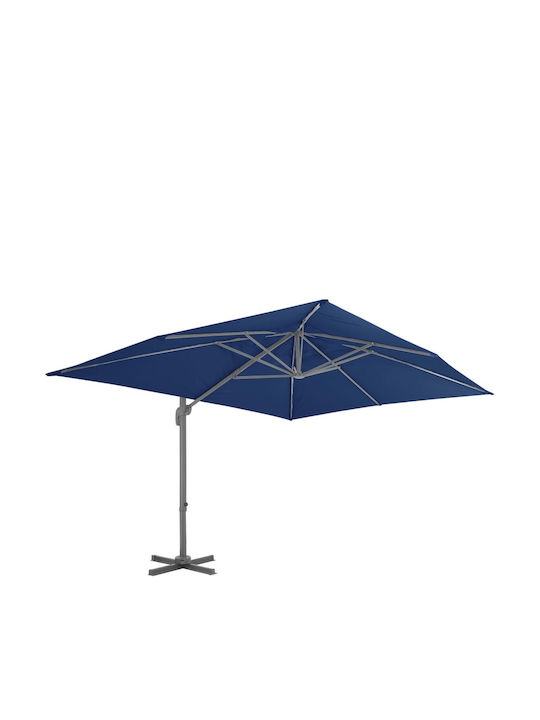 Umbrelă Suspendată Pătrată Din Aluminiu Albastră 4x3m