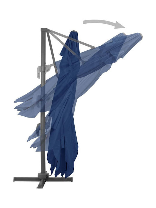 Umbrelă Suspendată Pătrată Din Aluminiu Albastră 4x3m