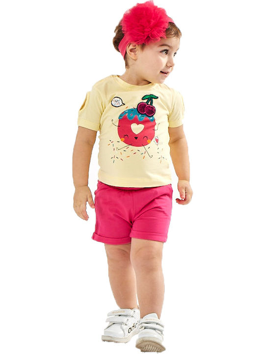 Εβίτα Kids Set with Shorts Summer 2pcs Yellow