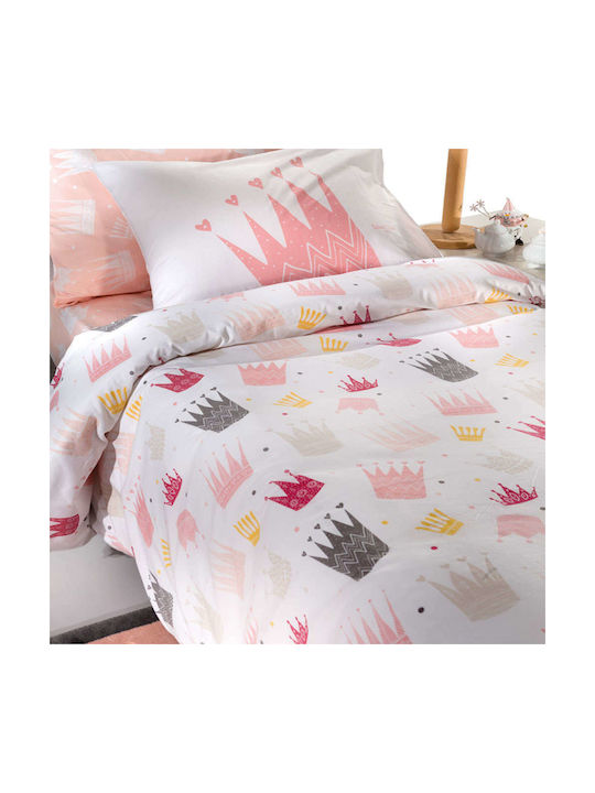 Saint Clair Σετ Σεντόνια Μονά Βαμβακερά Crown Ροζ 160x250cm 2τμχ