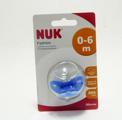 Nuk Orthodontic Silicone Pacifier Classic Fashion for 0-6 months with Case Blue / Blue