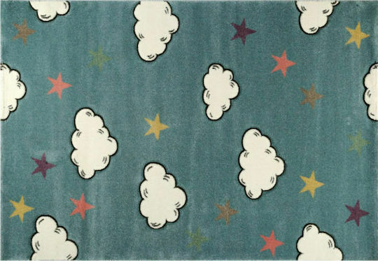 Tzikas Carpets 17419-030 Παιδικό Χαλί Σύννεφα Πετρόλ 133x190cm Πάχους 13mm