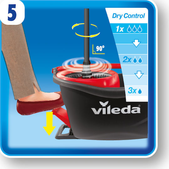 Vileda Easy Wring & Clean Turbo Spin Parquet Mop with Microfibers 151153