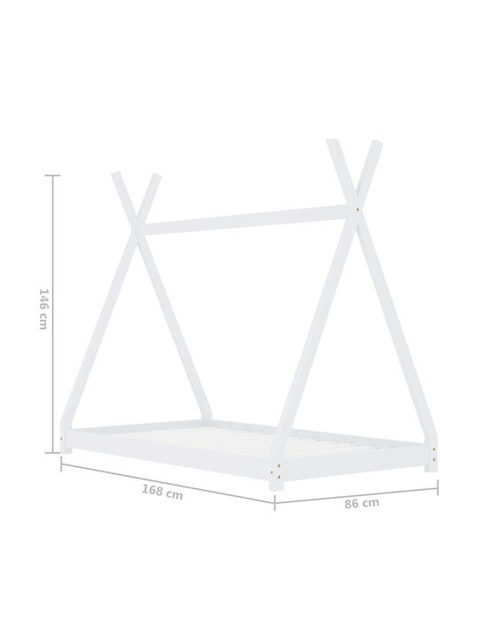 Kinderbett Montessori Einzeln Weiß für Matratze 80x160cm