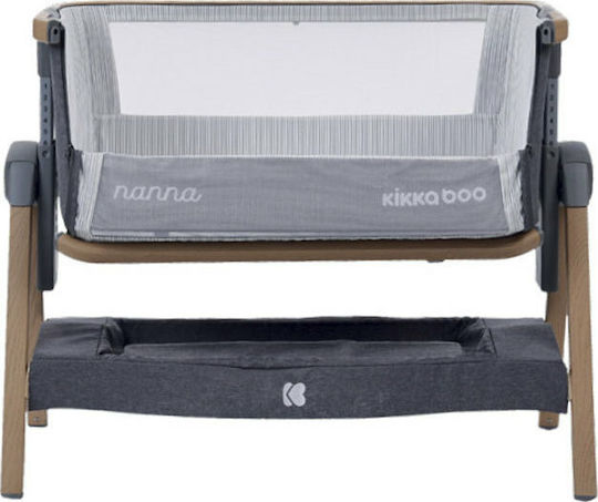 Kikka Boo Cradle Nanna with Mattress, Side Opening, and Wheels Dark Grey 31003020031