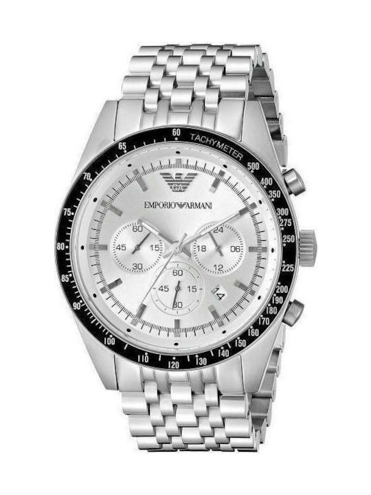 Emporio Armani Sportivo Uhr Chronograph Batterie mit Silber Metallarmband