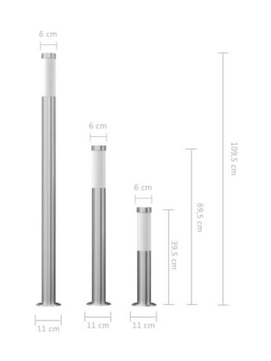 vidaXL Outdoor Floor Lamp Small Post 60W IP44 for E27 Socket Silver